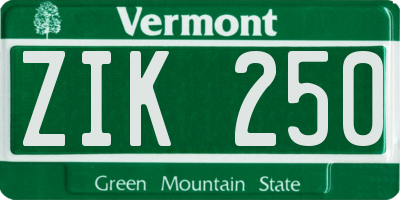 VT license plate ZIK250
