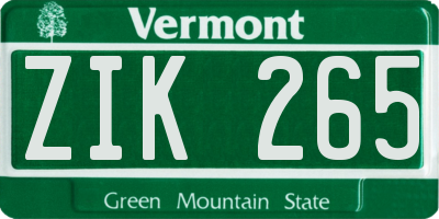 VT license plate ZIK265