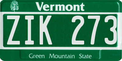 VT license plate ZIK273