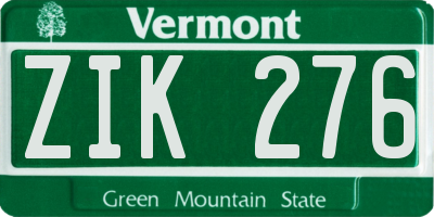 VT license plate ZIK276