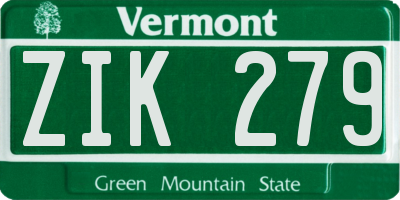 VT license plate ZIK279