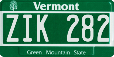 VT license plate ZIK282