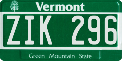 VT license plate ZIK296
