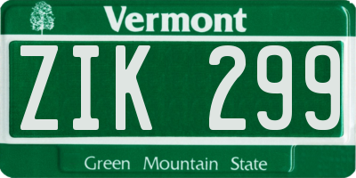 VT license plate ZIK299