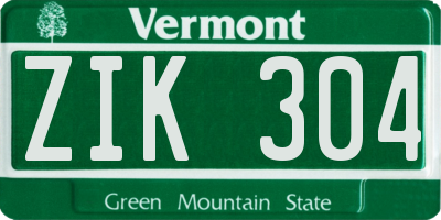 VT license plate ZIK304