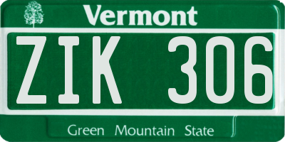 VT license plate ZIK306