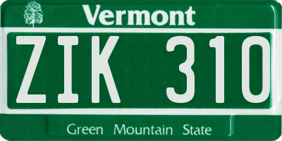 VT license plate ZIK310