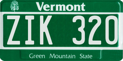 VT license plate ZIK320