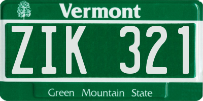 VT license plate ZIK321