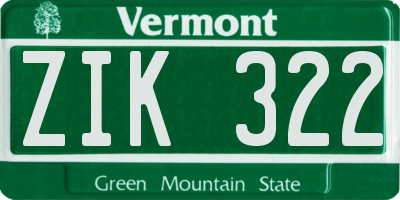 VT license plate ZIK322