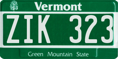 VT license plate ZIK323