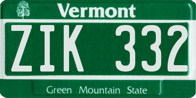 VT license plate ZIK332
