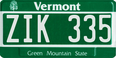 VT license plate ZIK335