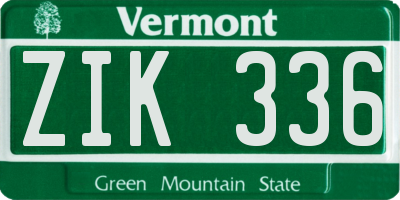VT license plate ZIK336