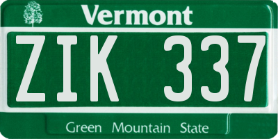 VT license plate ZIK337