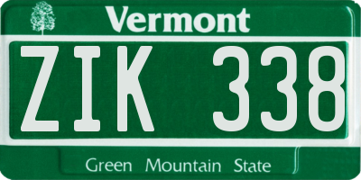 VT license plate ZIK338