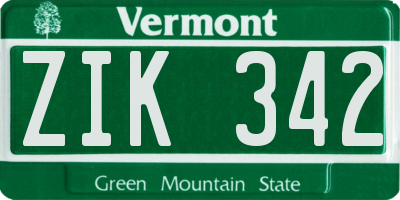 VT license plate ZIK342