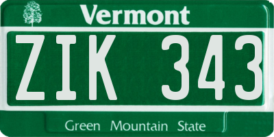 VT license plate ZIK343