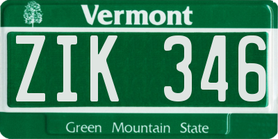 VT license plate ZIK346
