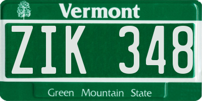 VT license plate ZIK348