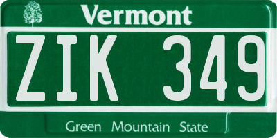 VT license plate ZIK349