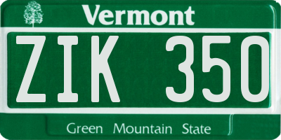 VT license plate ZIK350