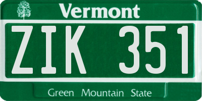 VT license plate ZIK351