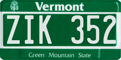 VT license plate ZIK352