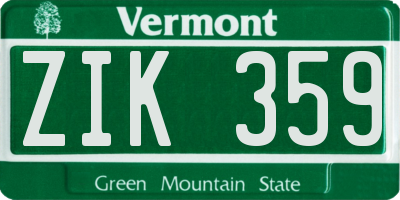 VT license plate ZIK359
