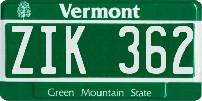 VT license plate ZIK362