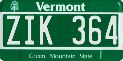 VT license plate ZIK364
