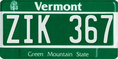 VT license plate ZIK367