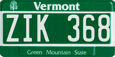 VT license plate ZIK368