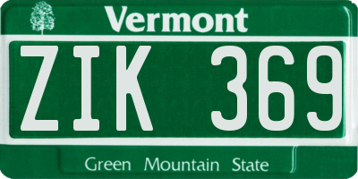 VT license plate ZIK369