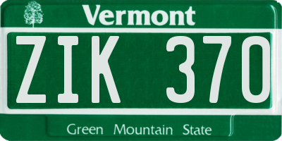 VT license plate ZIK370