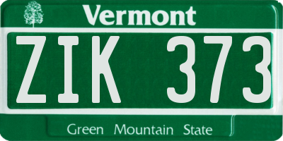 VT license plate ZIK373