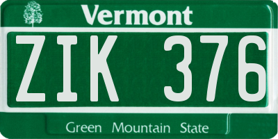 VT license plate ZIK376