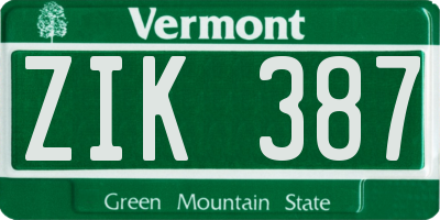 VT license plate ZIK387