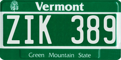 VT license plate ZIK389