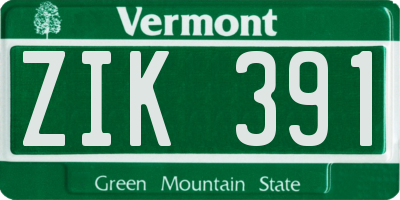 VT license plate ZIK391