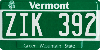 VT license plate ZIK392