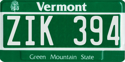 VT license plate ZIK394