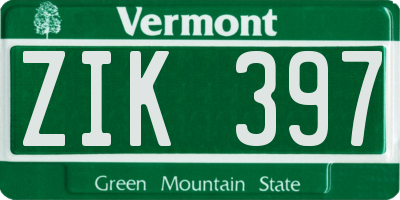 VT license plate ZIK397