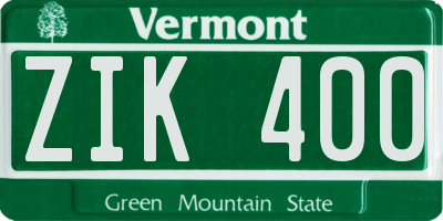 VT license plate ZIK400
