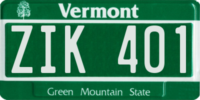 VT license plate ZIK401