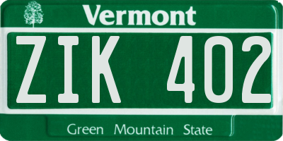 VT license plate ZIK402