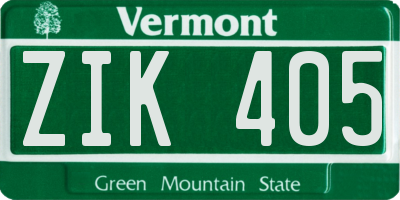 VT license plate ZIK405