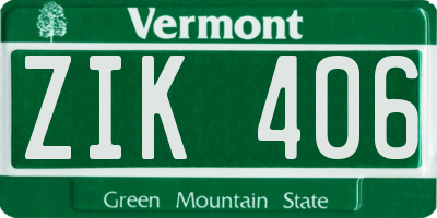 VT license plate ZIK406