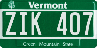 VT license plate ZIK407