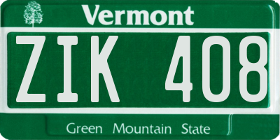 VT license plate ZIK408